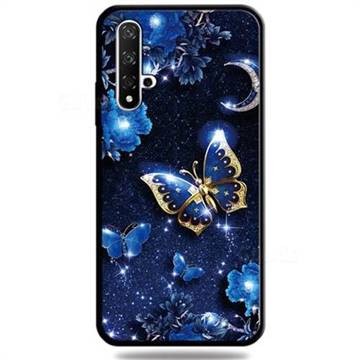 Phnom Penh Butterfly 3D Embossed Relief Black TPU Cell Phone Back Cover for Huawei Honor 20