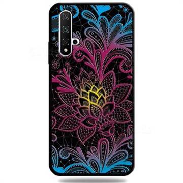 Colorful Lace 3D Embossed Relief Black TPU Cell Phone Back Cover for Huawei Honor 20