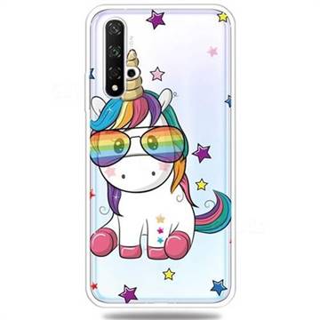 Glasses Unicorn Clear Varnish Soft Phone Back Cover for Huawei Honor 20