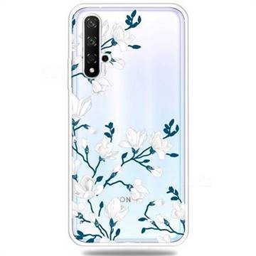 Magnolia Flower Clear Varnish Soft Phone Back Cover for Huawei Honor 20