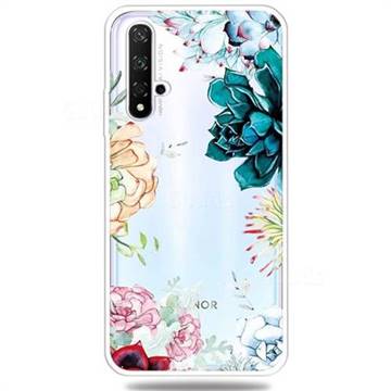 Gem Flower Clear Varnish Soft Phone Back Cover for Huawei Honor 20