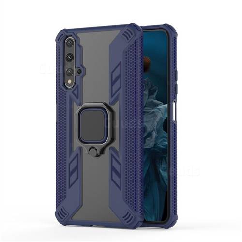 Predator Armor Metal Ring Grip Shockproof Dual Layer Rugged Hard Cover for Huawei Honor 20 - Blue