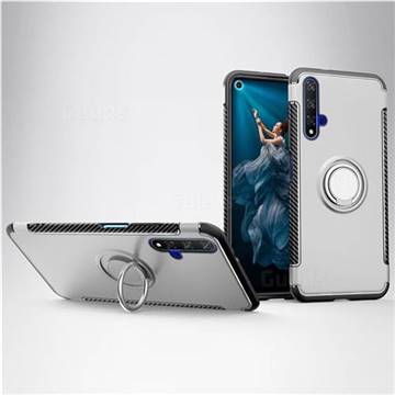 Armor Anti Drop Carbon PC + Silicon Invisible Ring Holder Phone Case for Huawei Honor 20 - Silver