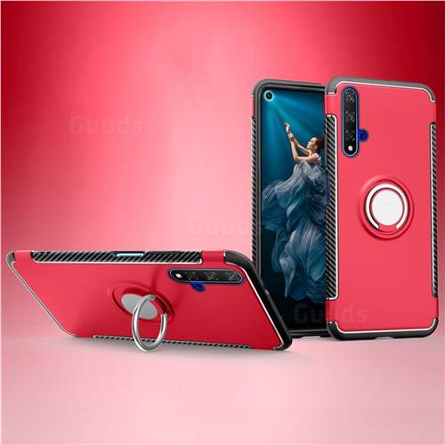 Armor Anti Drop Carbon PC + Silicon Invisible Ring Holder Phone Case for Huawei Honor 20 - Red
