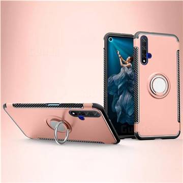 Armor Anti Drop Carbon PC + Silicon Invisible Ring Holder Phone Case for Huawei Honor 20 - Rose Gold