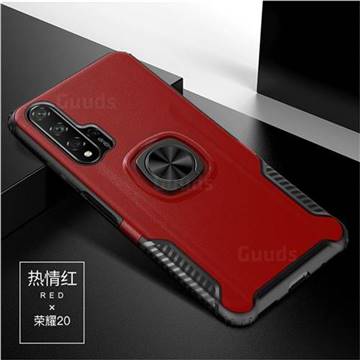 Knight Armor Anti Drop PC + Silicone Invisible Ring Holder Phone Cover for Huawei Honor 20 - Red