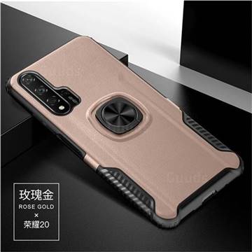 Knight Armor Anti Drop PC + Silicone Invisible Ring Holder Phone Cover for Huawei Honor 20 - Rose Gold
