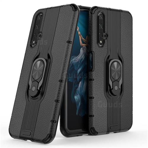 Alita Battle Angel Armor Metal Ring Grip Shockproof Dual Layer Rugged Hard Cover for Huawei Honor 20 - Black