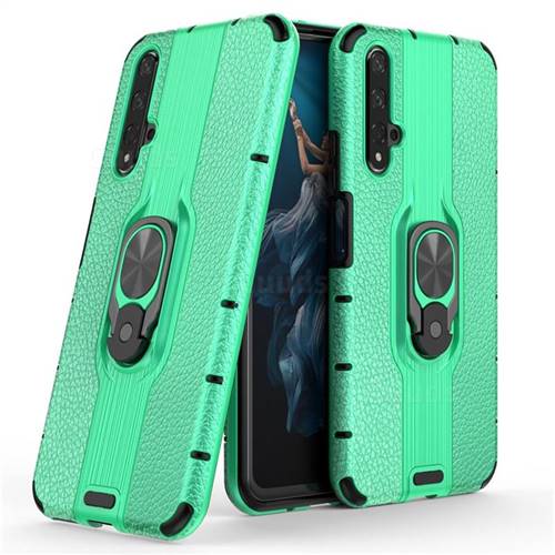 Alita Battle Angel Armor Metal Ring Grip Shockproof Dual Layer Rugged Hard Cover for Huawei Honor 20 - Green
