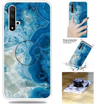 Sea Blue Marble Pop Stand Holder Varnish Phone Cover for Huawei Honor 20