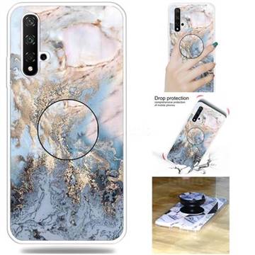 Golden Gray Marble Pop Stand Holder Varnish Phone Cover for Huawei Honor 20