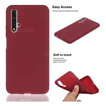 Soft Matte Silicone Phone Cover for Huawei Honor 20 - Wine Red