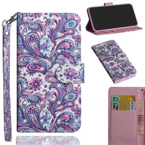 Swirl Flower 3D Painted Leather Wallet Case for Huawei Honor 20