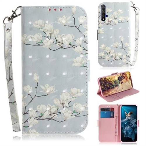 Magnolia Flower 3D Painted Leather Wallet Phone Case for Huawei Honor 20