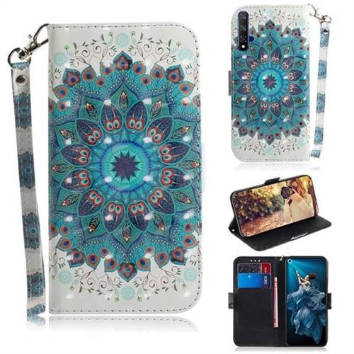 Peacock Mandala 3D Painted Leather Wallet Phone Case for Huawei Honor 20