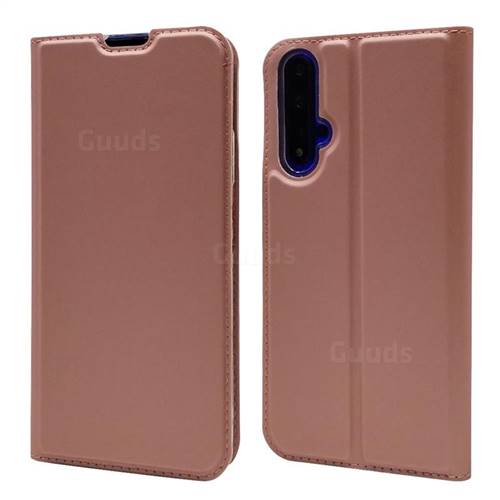 Ultra Slim Card Magnetic Automatic Suction Leather Wallet Case for Huawei Honor 20 - Rose Gold
