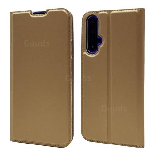 Ultra Slim Card Magnetic Automatic Suction Leather Wallet Case for Huawei Honor 20 - Champagne