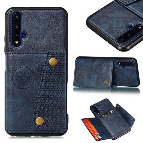 Retro Multifunction Card Slots Stand Leather Coated Phone Back Cover for Huawei Honor 20 - Blue