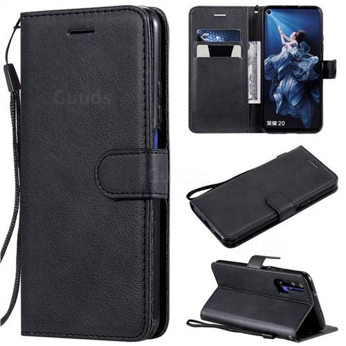 Retro Greek Classic Smooth PU Leather Wallet Phone Case for Huawei Honor 20 - Black