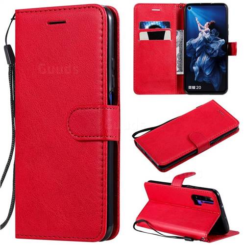Retro Greek Classic Smooth PU Leather Wallet Phone Case for Huawei Honor 20 - Red
