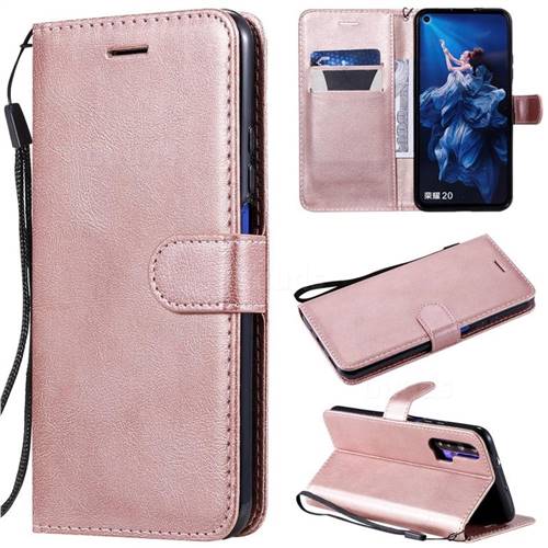 Retro Greek Classic Smooth PU Leather Wallet Phone Case for Huawei Honor 20 - Rose Gold