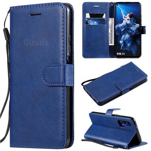 Retro Greek Classic Smooth PU Leather Wallet Phone Case for Huawei Honor 20 - Blue
