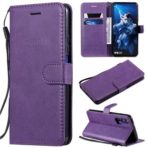 Retro Greek Classic Smooth PU Leather Wallet Phone Case for Huawei Honor 20 - Purple
