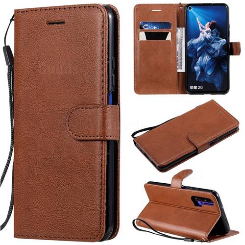 Retro Greek Classic Smooth PU Leather Wallet Phone Case for Huawei Honor 20 - Brown