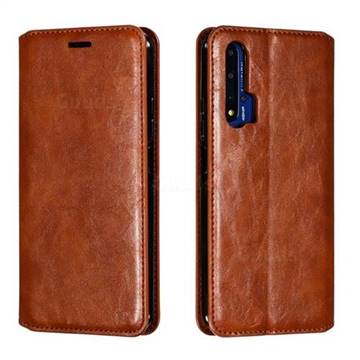 Retro Slim Magnetic Crazy Horse PU Leather Wallet Case for Huawei Honor 20 - Brown