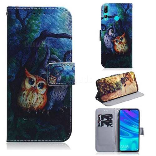 Oil Painting Owl PU Leather Wallet Case for Huawei Honor 20 Lite