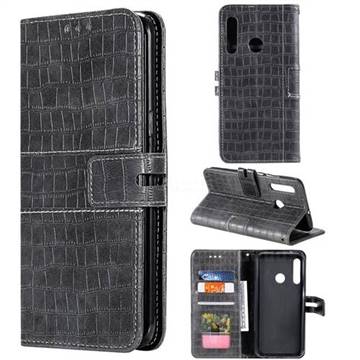 Luxury Crocodile Magnetic Leather Wallet Phone Case for Huawei Honor 20 Lite - Gray