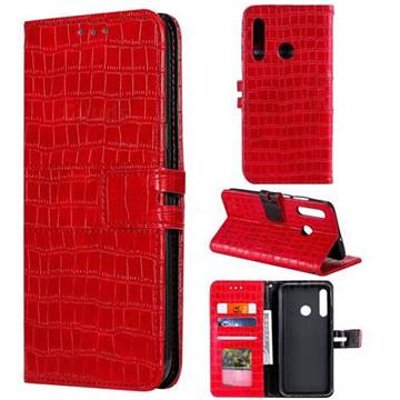 Luxury Crocodile Magnetic Leather Wallet Phone Case for Huawei Honor 20 Lite - Red