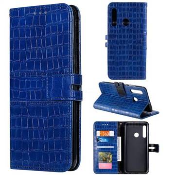 Luxury Crocodile Magnetic Leather Wallet Phone Case for Huawei Honor 20 Lite - Blue