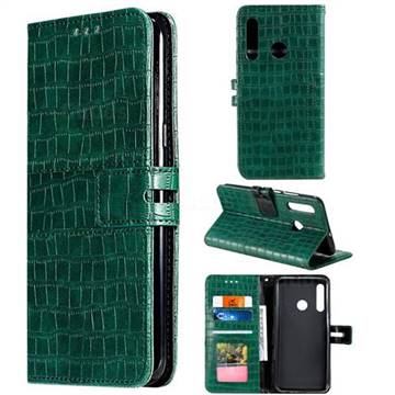 Luxury Crocodile Magnetic Leather Wallet Phone Case for Huawei Honor 20 Lite - Green