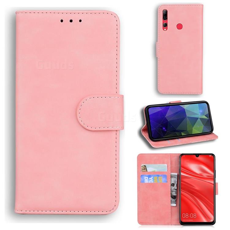 Retro Classic Skin Feel Leather Wallet Phone Case for Huawei Honor 20 Lite - Pink