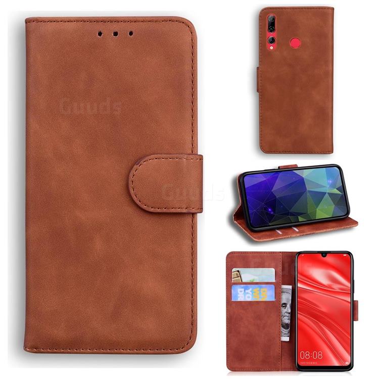 Retro Classic Skin Feel Leather Wallet Phone Case for Huawei Honor 20 Lite - Brown