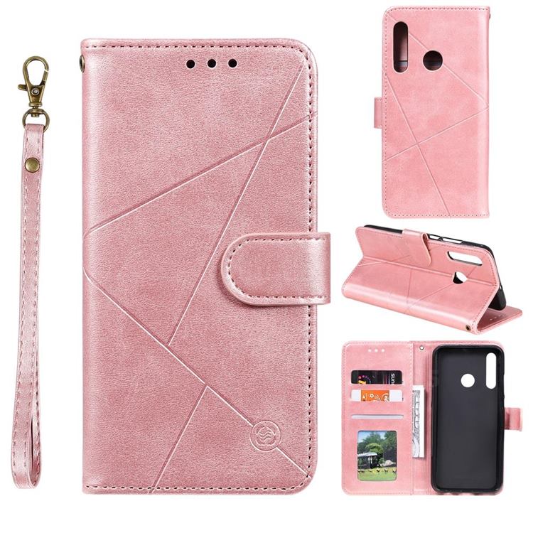 Embossing Geometric Leather Wallet Case for Huawei Honor 20 Lite - Rose Gold