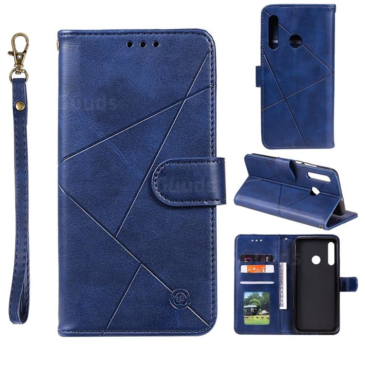 Embossing Geometric Leather Wallet Case for Huawei Honor 20 Lite - Blue