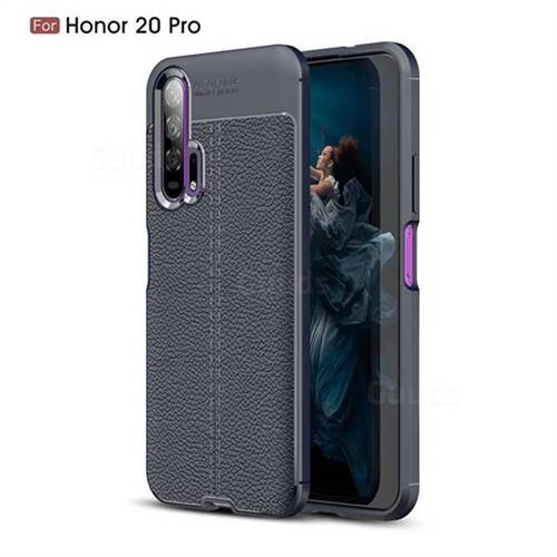 Luxury Auto Focus Litchi Texture Silicone TPU Back Cover for Huawei Honor 20 Pro - Dark Blue