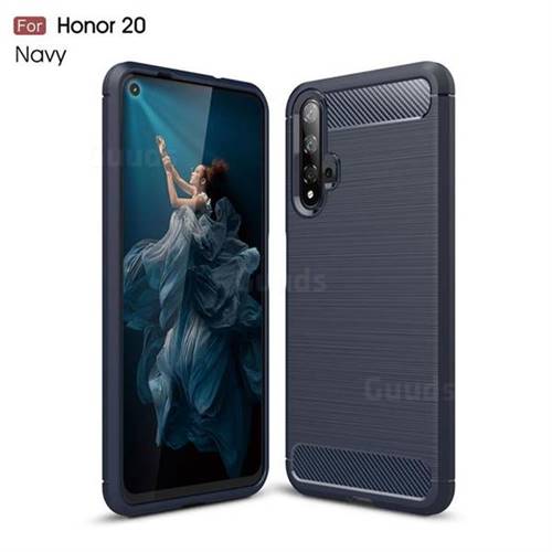 Miagon Carbon Fiber Case for Huawei Honor 20 Pro,Ultra Slim Flexible TPU Silicone Shock Absorbing Bumper Protective Back Case Cover,Blue 