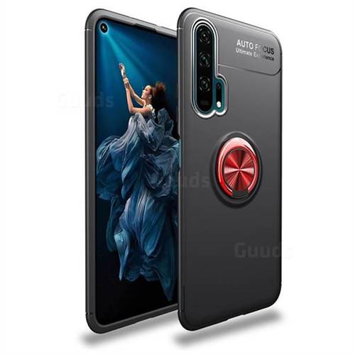 Auto Focus Invisible Ring Holder Soft Phone Case for Huawei Honor 20 Pro - Black Red