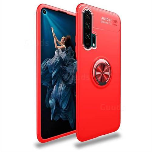 Auto Focus Invisible Ring Holder Soft Phone Case for Huawei Honor 20 Pro - Red