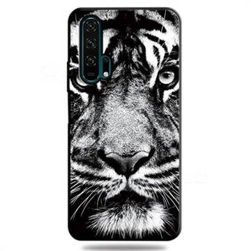 White Tiger 3D Embossed Relief Black TPU Cell Phone Back Cover for Huawei Honor 20 Pro