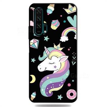 Candy Unicorn 3D Embossed Relief Black TPU Cell Phone Back Cover for Huawei Honor 20 Pro