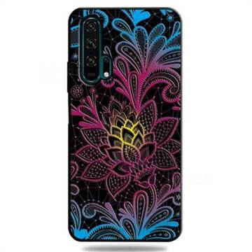 Colorful Lace 3D Embossed Relief Black TPU Cell Phone Back Cover for Huawei Honor 20 Pro