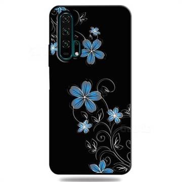 Little Blue Flowers 3D Embossed Relief Black TPU Cell Phone Back Cover for Huawei Honor 20 Pro