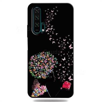 Corolla Girl 3D Embossed Relief Black TPU Cell Phone Back Cover for Huawei Honor 20 Pro