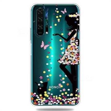 Cat Girl Flower Super Clear Soft TPU Back Cover for Huawei Honor 20 Pro