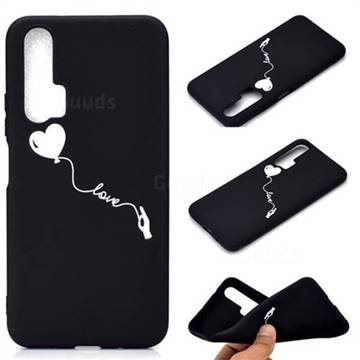 Heart Balloon Chalk Drawing Matte Black TPU Phone Cover for Huawei Honor 20 Pro