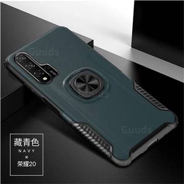 Knight Armor Anti Drop PC + Silicone Invisible Ring Holder Phone Cover for Huawei Honor 20 Pro - Navy